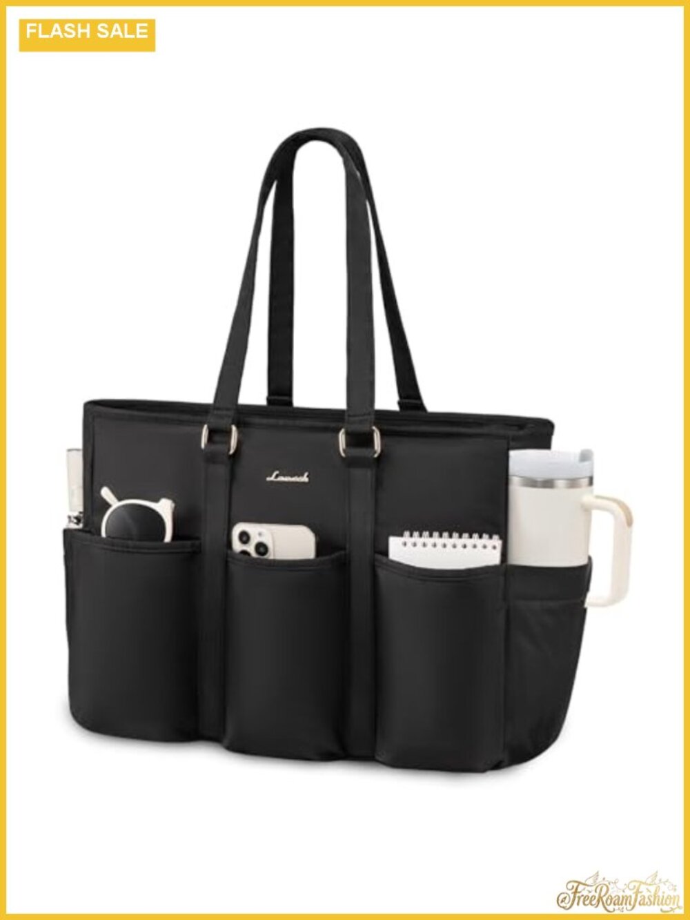 17 Inch Laptop Tote Bag for Women Work Teacher Nurse with Bottle Holder